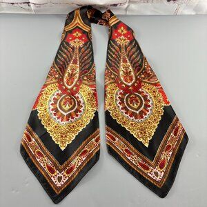Vintage Ascot / Scarf Black / Red / Gold Paisley Men's Tie 5" x 43"